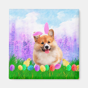 Pembroke Welsh Corgi with Easter Eggs Bunny Chick Magnet