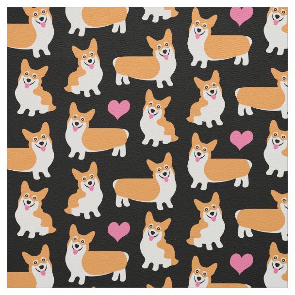 Super Cute Pembroke Welsh Corgi Pattern Blue Fabric | Zazzle