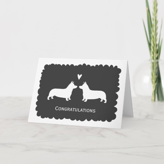 Pembroke Welsh Corgis Wedding Congratulations Card (Front)
