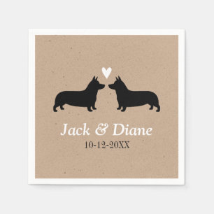 Pembroke Welsh Corgis Wedding Couple with Text Napkins