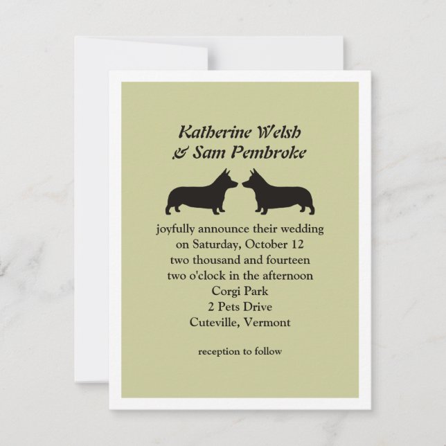 Pembroke Welsh Corgis Wedding Invitation (Front)