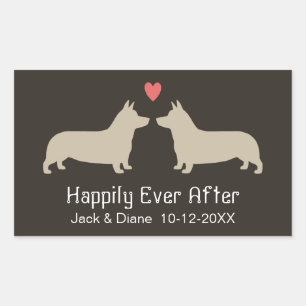 Pembroke Welsh Corgis with Heart and Text Rectangular Sticker