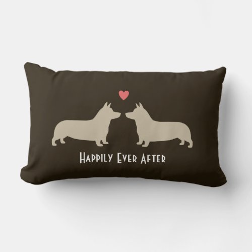 Pembroke Welsh Corgis with Heart Cute Dogs Couple Lumbar Pillow