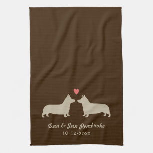 Pembroke Welsh Corgis with Heart Personalized Towel