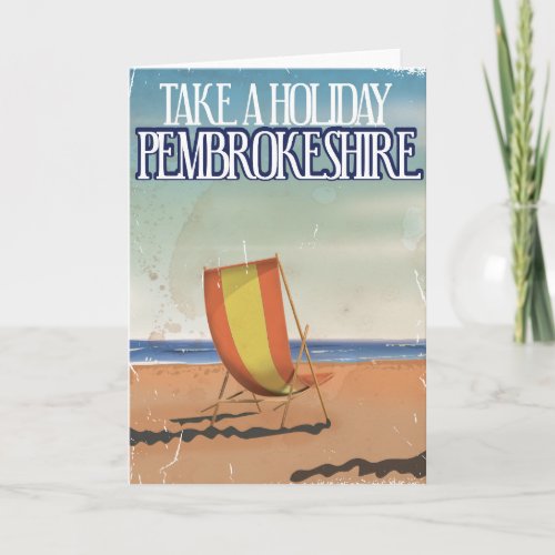 Pembrokeshire UK Vintage Travel poster Holiday Card