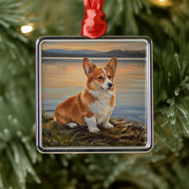 Pembrook Welsh Corgi Metal Ornament (Tree)