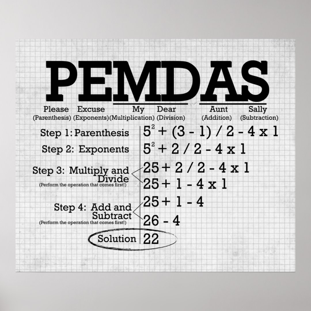 Pemdas Poster Updated Zazzle