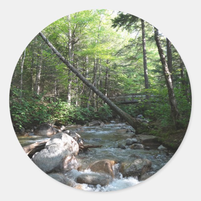 Pemigewasset River Bridge in New Hampshire Classic Round Sticker (Front)
