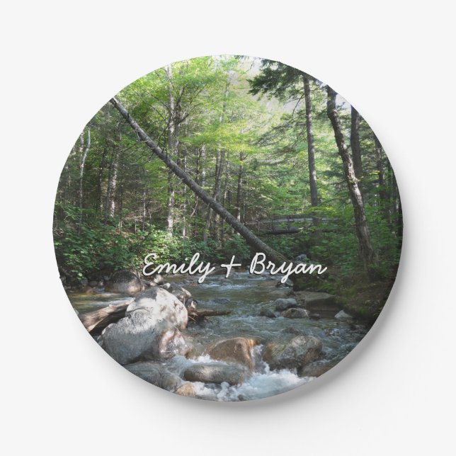 Pemigewasset River Bridge in New Hampshire Paper Plates (Front)