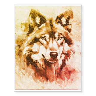 Pen and illustration of a Wolf  Temporary Tattoos