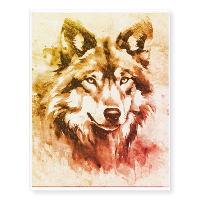 Pen and illustration of a Wolf  Temporary Tattoos (Front)
