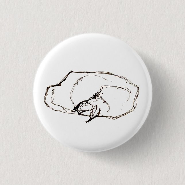 Pen and Ink Art Sleeping Cat Drawing Button (Front)
