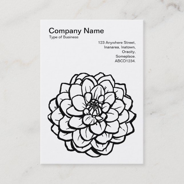 Pen and Ink Dahlia - Black on White Business Card (Front)