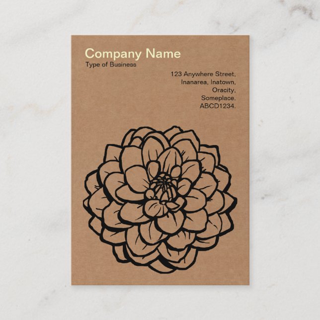 Pen and Ink Dahlia - Cardboard Business Card (Front)