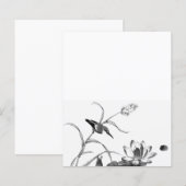 Pen and Ink Drawing Pond Lotus and Bird (Front/Back)