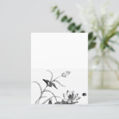 Pen and Ink Drawing Pond Lotus and Bird (Standing Front)