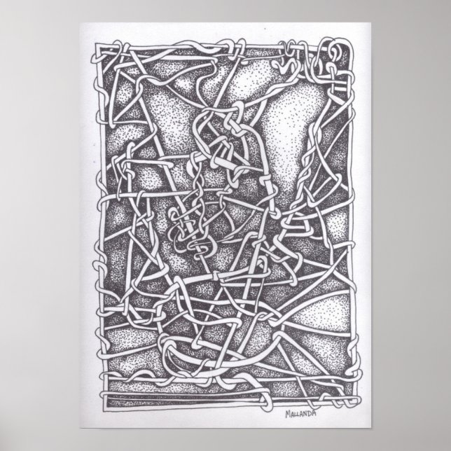 Pen and Ink Drawing : "String" Poster (Front)