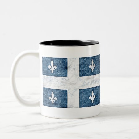 Pen And Ink - Flag Of Quebec Two-tone Coffee Mug