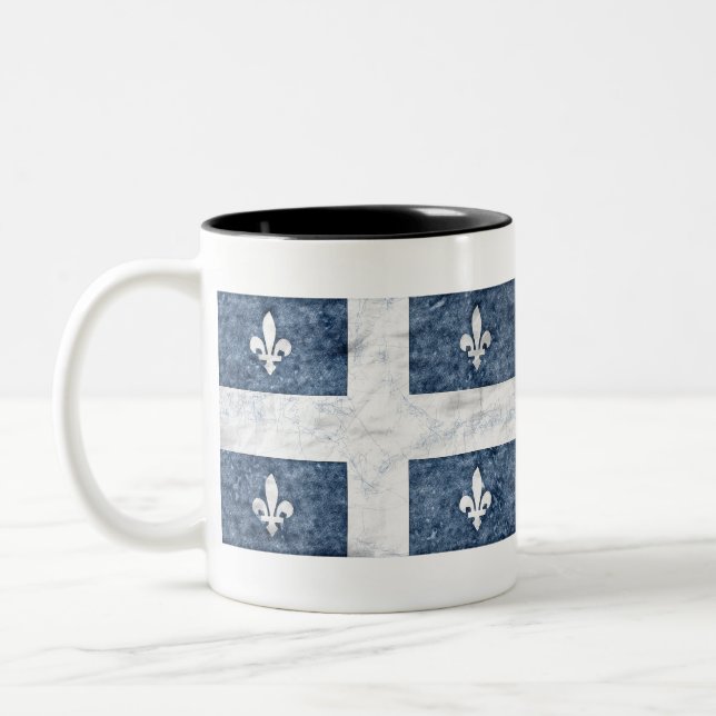 Pen and ink - flag of Quebec Two-Tone Coffee Mug (Left)