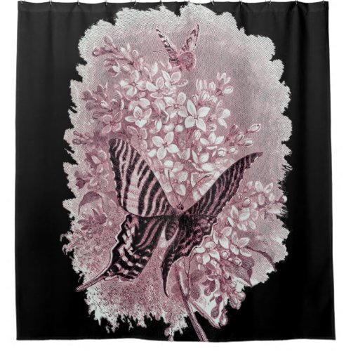 Pen and Ink Garden Butterfly Shower Curtain