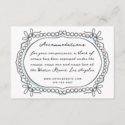 Pen and Ink Ribbons and Pearls Accommodations Enclosure Card