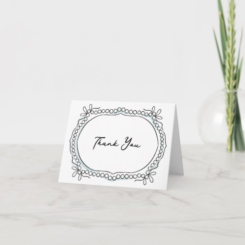 Pen and Ink Ribbons and Pearls Thank You Card