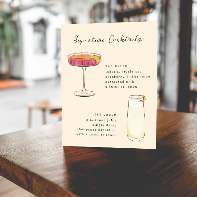 Pen and Ink Whimsical Hand Drawn Cocktails Sign (Creator Uploaded)
