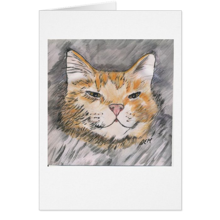 Pen and Ink with Watercolor Orange Cat   Notecards