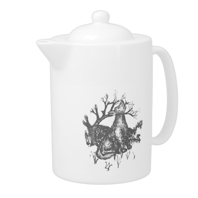 Pen and Ink Wolf Tea Pot (Right)