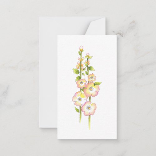 Pen and Watercolor Hollyhocks Note Card