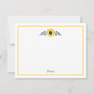Pen and Watercolor Sunflower Swag Note Card