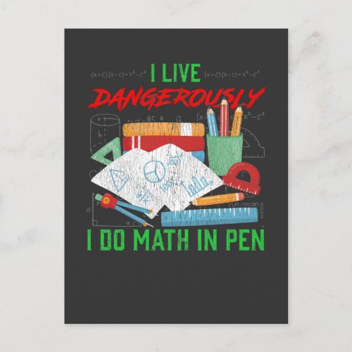 Pen Calculation Math Teacher Student Nerd Humor Postcard