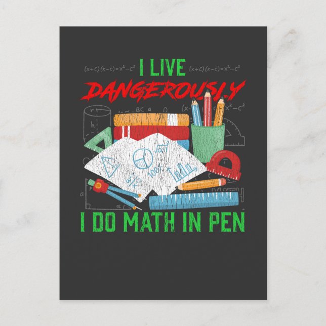 Pen Calculation Math Teacher Student Nerd Humor Postcard (Front)