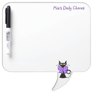Pen Dry Erase Board Black Cat Purple Bow
