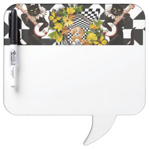 Pen Dry Erase Board Cats Dog Floral Music