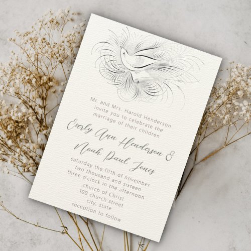 Pen Flourish Vintage Love bird Wedding Invitation