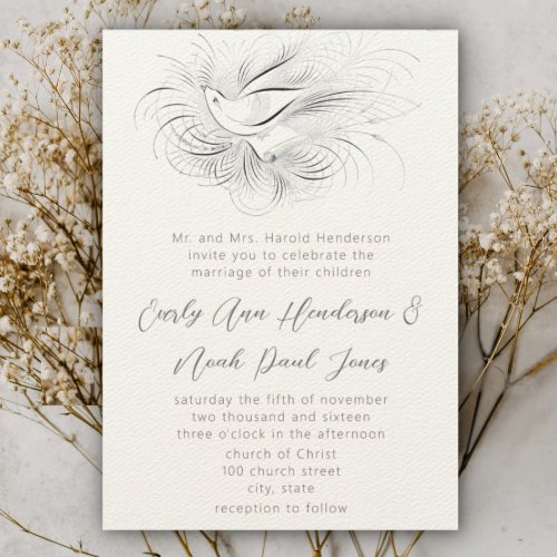 Pen Flourish Vintage Love bird Wedding Invitation