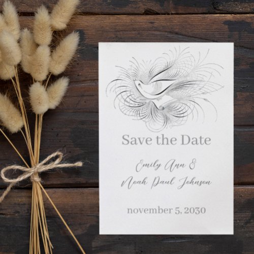 Pen Flourish Vintage Love bird Wedding  Invitation
