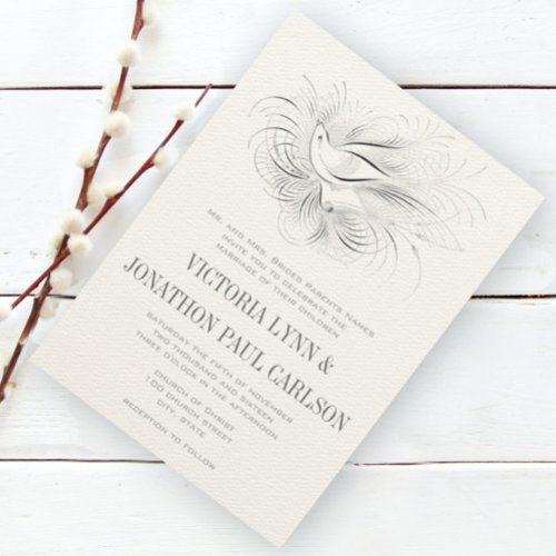 Pen Flourish Vintage Love bird Wedding Invitation