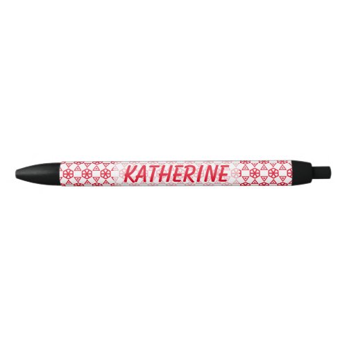 Pen _ Geometric Flower with Name in Red