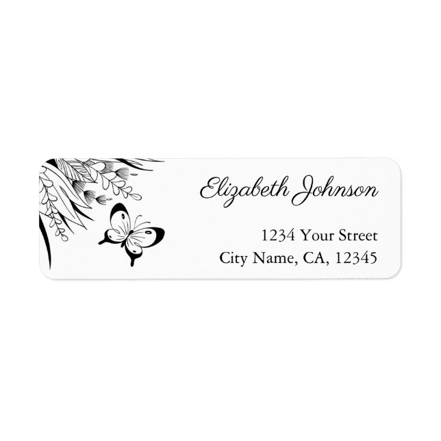 Pen Ink Butterfly Foliage Return Address Labels (Front)