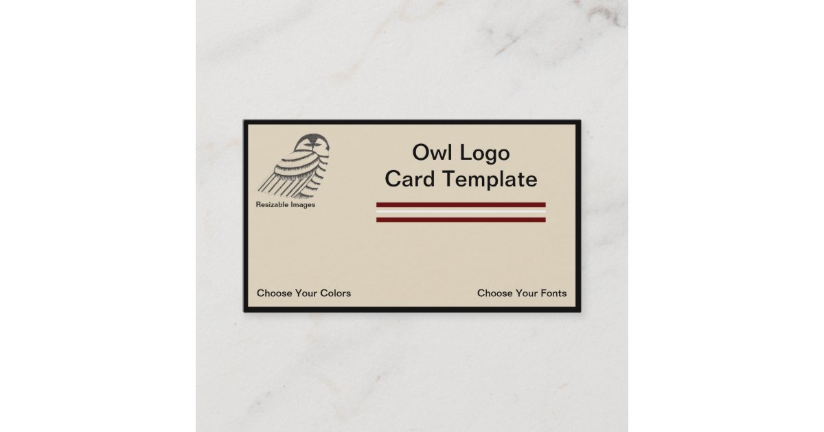 Pen Ink Owl logo business card Zazzle