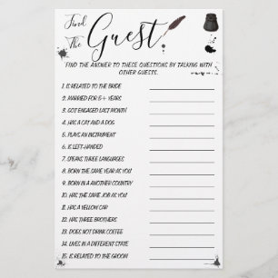 Pen & Inkwell Find the Guest Shower Game Card Flyer