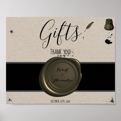 Pen  Inkwell Gifts Bridal Shower Wedding Sign