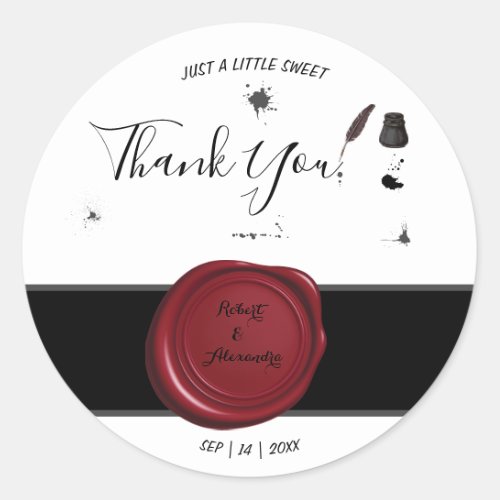 Pen  Inkwell Thank You for Coming Wedding Classic Round Sticker