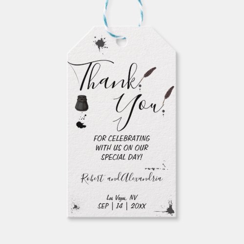 Pen  Inkwell Thank You for Coming Wedding Favor Gift Tags