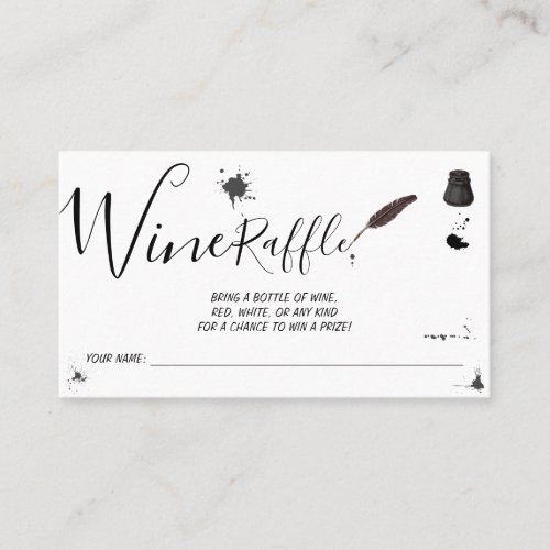 Pen  Inkwell  Wine Raffle Wedding Shower card