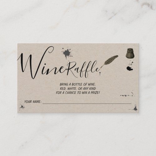 Pen  Inkwell  Wine Raffle Wedding Shower card