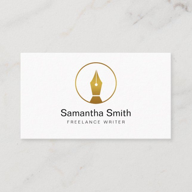 Pen Logo Freelance Writer and Calligraphy Writer Business Card (Front)