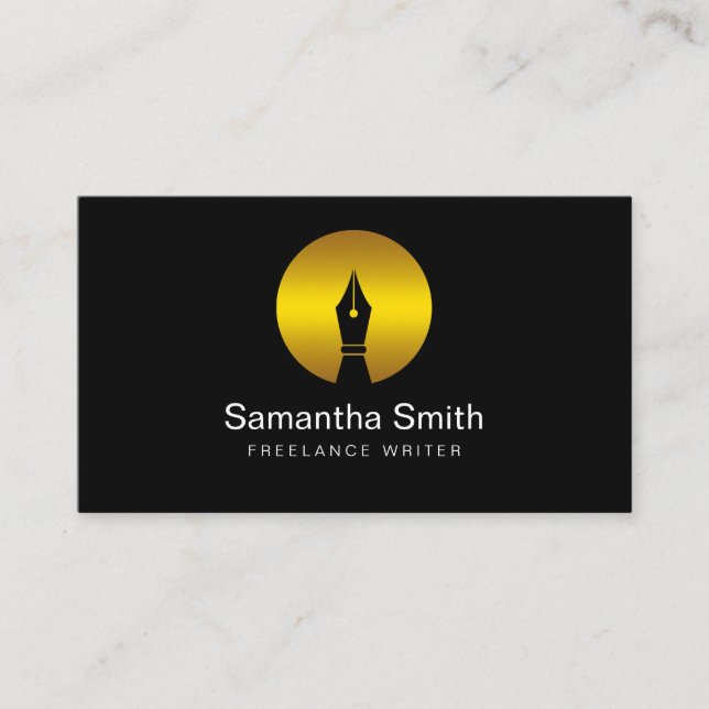 Pen Logo Freelance Writer and Calligraphy Writer Business Card (Front)